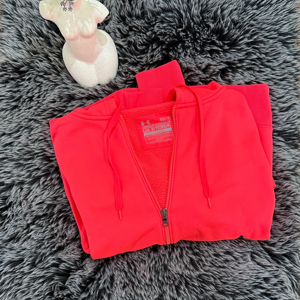 Under Armour Neon Orange Full-Zip Hooded Jacket